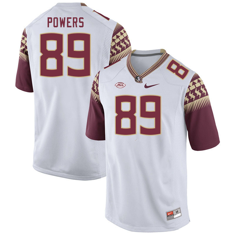 Men #89 Jerrale Powers Florida State Seminoles College Football Jerseys Stitched-White